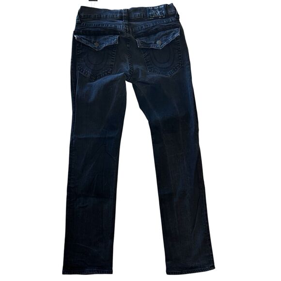 True Religion Mens Rocco Relaxed Skinny Jeans Size 34x32 Black Flap Pockets - Picture 2 of 12